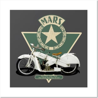 1925 MARS MA20 WHITE MARS FLAT TWIN MOTORCYCLE Posters and Art